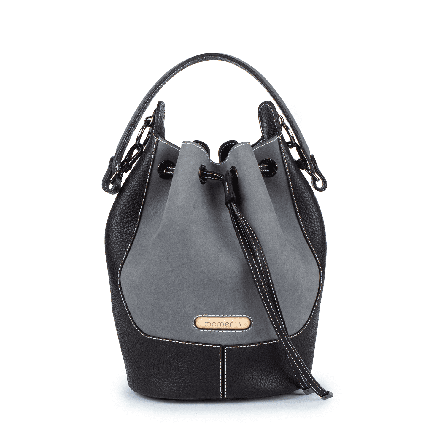 2628 Moments Leather Bucket Bag with Drawstring