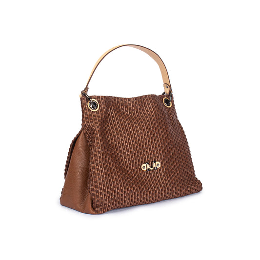2921 Large Ladies Shopper in Raffia with Leather Trim
