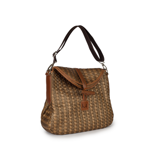2737 Moments Large Raffia Bag with Leather Trim