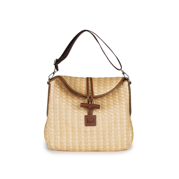 2737 Moments Large Raffia Bag with Leather Trim