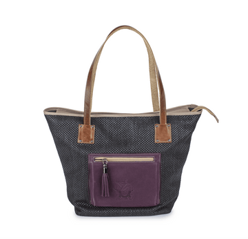 2930 Raffia Shopper with Leather Trim