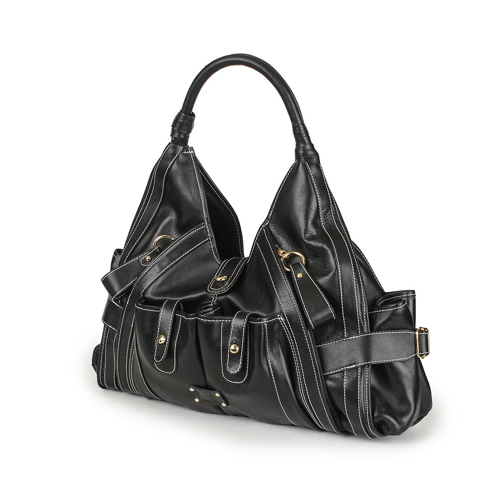 2625 Large Leather Bag With Contrast Stitch