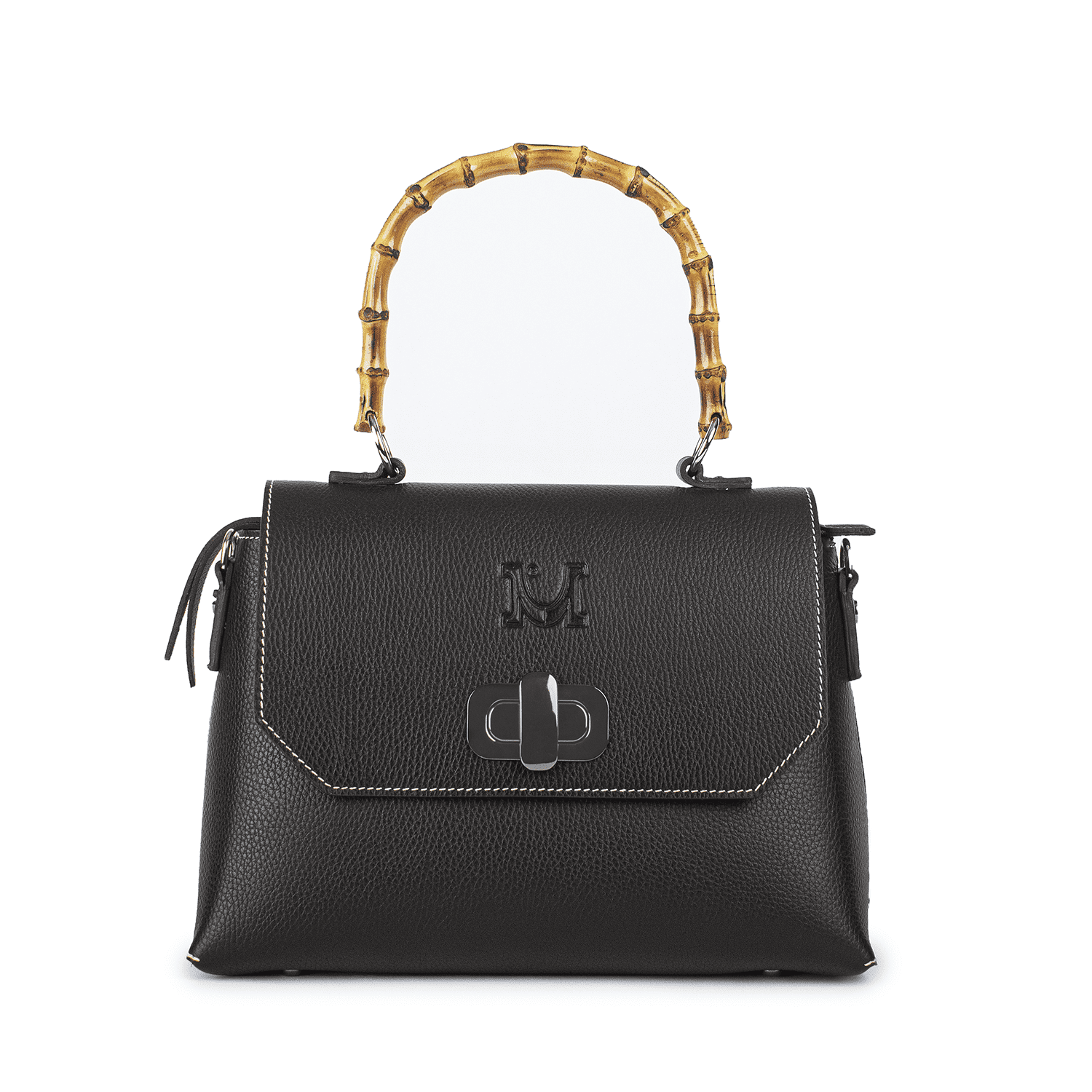 2629 Leather Bag with Bamboo Handle