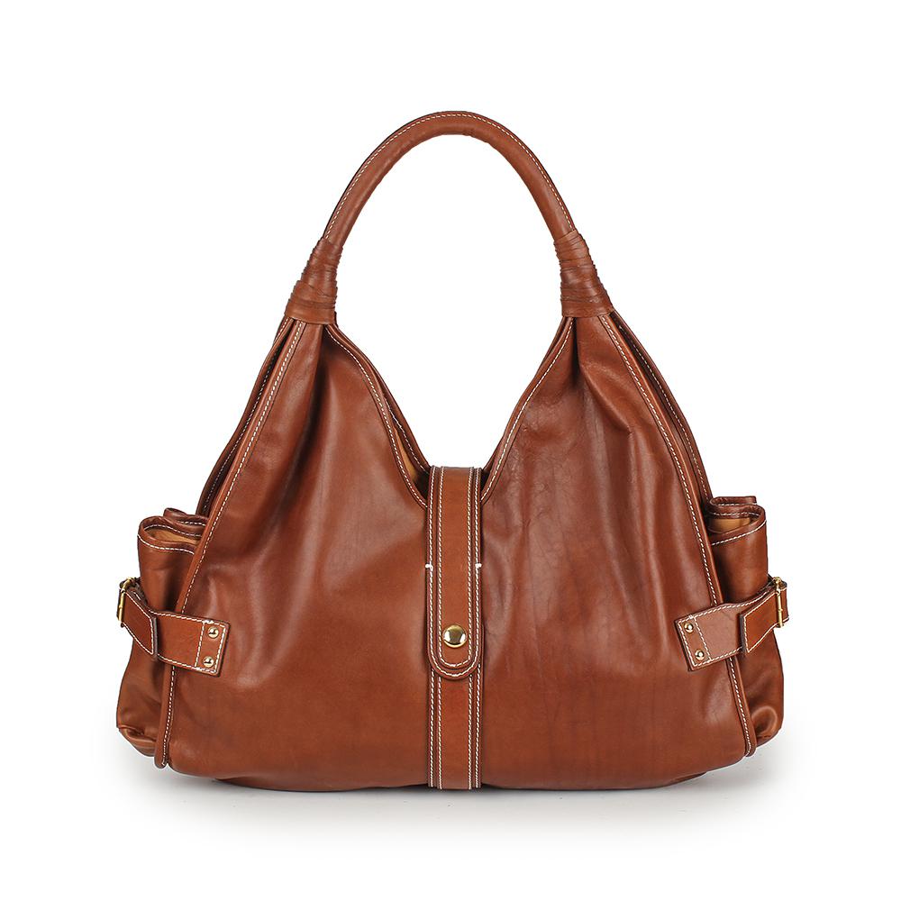 2625 Large Leather Bag with Contrast Stitch