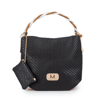 2908 Raffia Bag with Braided Leather Handle