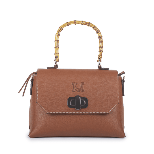 2629 Leather Bag with Bamboo Handle